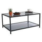 Tavolino da Salotto Nero Portariviste un Vano 90x60x40h cm, Forma Rettangolare - Mina