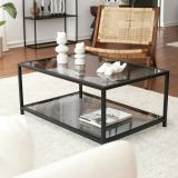 Tavolino da Salotto Nero Portariviste un Vano 90x60x40h cm, Forma Rettangolare - Mina