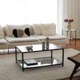 Tavolino da Salotto Nero Portariviste un Vano 90x60x40h cm, Forma Rettangolare - Mina