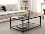 Tavolino da Salotto Nero Portariviste un Vano 90x60x40h cm, Forma Rettangolare - Mina