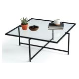 Tavolino da Salotto Nero Resistente All'appannamento Forma Quadrata 85x85x35h cm, Materiale Piano in Vetro - Mascate