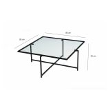 Tavolino da Salotto Nero Resistente All'appannamento Forma Quadrata 85x85x35h cm, Materiale Piano in Vetro - Mascate