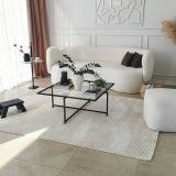 Tavolino da Salotto Nero Resistente All'appannamento Forma Quadrata 85x85x35h cm, Materiale Piano in Vetro - Mascate
