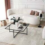 Tavolino da Salotto Nero Resistente All'appannamento Forma Quadrata 85x85x35h cm, Materiale Piano in Vetro - Mascate