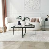 Tavolino da Salotto Nero Resistente All'appannamento Forma Quadrata 85x85x35h cm, Materiale Piano in Vetro - Mascate