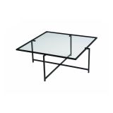 Tavolino da Salotto Nero Resistente All'appannamento Forma Quadrata 85x85x35h cm, Materiale Piano in Vetro - Mascate
