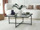 Tavolino da Salotto Nero Resistente All'appannamento Forma Quadrata 85x85x35h cm, Materiale Piano in Vetro - Mascate