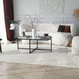Tavolino da Salotto Nero Resistente All'appannamento Forma Rettangolare 94x64x35h cm, Materiale Piano in Vetro - Anna