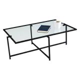 Tavolino da Salotto Nero Resistente All'appannamento Forma Rettangolare 94x64x35h cm, Materiale Piano in Vetro - Anna