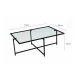Tavolino da Salotto Nero Resistente All'appannamento Forma Rettangolare 94x64x35h cm, Materiale Piano in Vetro - Anna