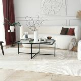Tavolino da Salotto Nero Resistente All'appannamento Forma Rettangolare 94x64x35h cm, Materiale Piano in Vetro - Anna