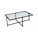 Tavolino da Salotto Nero Resistente All'appannamento Forma Rettangolare 94x64x35h cm, Materiale Piano in Vetro - Anna