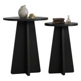 Tavolino da Salotto Nero set 2 Pezzi Forma Rotondo 40x40x50h cm, Materiale Piano in Legno Nobilitato - Dorina