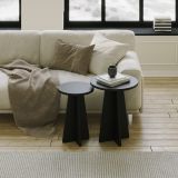 Tavolino da Salotto Nero set 2 Pezzi Forma Rotondo 40x40x50h cm, Materiale Piano in Legno Nobilitato - Dorina