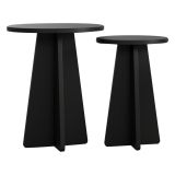 Tavolino da Salotto Nero set 2 Pezzi Forma Rotondo 40x40x50h cm, Materiale Piano in Legno Nobilitato - Dorina