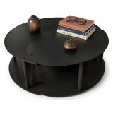 Tavolino da Salotto Nero set 3 Pezzi 3 Vani 70x70x38h cm, Forma Rotondo - Gignese