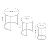 Tavolino da Salotto Nero set 3 Pezzi Forma Rotondo 50x50x58h cm, Materiale Piano in Legno Nobilitato - Daiano