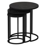 Tavolino da Salotto Nero set 3 Pezzi Forma Rotondo 50x50x58h cm, Materiale Piano in Legno Nobilitato - Daiano