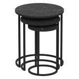 Tavolino da Salotto Nero set 3 Pezzi Forma Rotondo 50x50x58h cm, Materiale Piano in Legno Nobilitato - Daiano