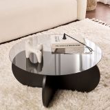Tavolino da Salotto Nero Trasparente Forma Rotondo Colore Ripiano Trasparente 75x75x35h cm, Materiale Struttura in Vetro - Cugnoli
