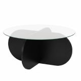 Tavolino da Salotto Nero Trasparente Forma Rotondo Colore Ripiano Trasparente 75x75x35h cm, Materiale Struttura in Vetro - Cugnoli
