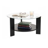 Tavolino da Salotto Nero Trasparente Forma Rotondo Colore Ripiano Trasparente 75x75x40h cm, Materiale Struttura in Vetro - Canevino