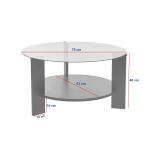 Tavolino da Salotto Nero Trasparente Forma Rotondo Colore Ripiano Trasparente 75x75x40h cm, Materiale Struttura in Vetro - Canevino