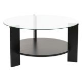 Tavolino da Salotto Nero Trasparente Forma Rotondo Colore Ripiano Trasparente 75x75x40h cm, Materiale Struttura in Vetro - Canevino