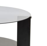 Tavolino da Salotto Nero Trasparente Fume Forma Rotondo Colore Ripiano Trasparente 75x75x40h cm, Materiale Struttura in Vetro - Canevino
