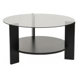Tavolino da Salotto Nero Trasparente Fume Forma Rotondo Colore Ripiano Trasparente 75x75x40h cm, Materiale Struttura in Vetro - Canevino