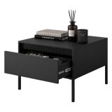 Tavolino da Salotto Nero un Cassetto con Piedini 68x48x68h cm, un Vano - Kasinela