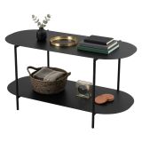 Tavolino da Salotto Nero un Vano Forma Ovale 100x45x51h cm, Materiale Piano in Metallo - Verzate