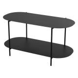 Tavolino da Salotto Nero un Vano Forma Ovale 100x45x51h cm, Materiale Piano in Metallo - Verzate
