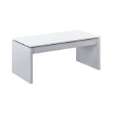 Tavolino da salotto Ontario, Tavolino da caffè con piano elevabile, Tavolo basso da soggiorno, 102x50h43-54 cm, Bianco lucido