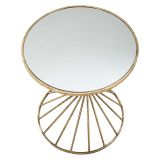 Tavolino da Salotto oro Bianco Forma Rotondo Colore Ripiano Bianco 42x42x50h cm, Materiale Struttura in Vetro - FoxGla