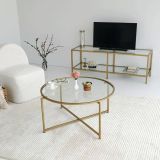 Tavolino da Salotto oro Cassetti 83x83x40h cm, Vani - Ecaterina