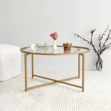 Tavolino da Salotto oro Cassetti 83x83x40h cm, Vani - Ecaterina