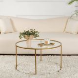 Tavolino da Salotto oro Cassetti Peso Massimo Supportato 10 kg 80x80x43h cm, Vani - Geralt