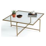 Tavolino da Salotto oro Cassetti Resistente All'appannamento 85x85x35h cm, Vani - Mascate