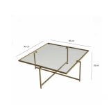 Tavolino da Salotto oro Cassetti Resistente All'appannamento 85x85x35h cm, Vani - Mascate