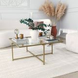 Tavolino da Salotto oro Cassetti Resistente All'appannamento 85x85x35h cm, Vani - Mascate