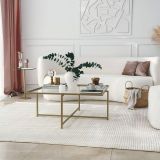 Tavolino da Salotto oro Cassetti Resistente All'appannamento 85x85x35h cm, Vani - Mascate