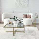 Tavolino da Salotto oro Cassetti Resistente All'appannamento 85x85x35h cm, Vani - Mascate