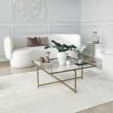 Tavolino da Salotto oro Cassetti Resistente All'appannamento 85x85x35h cm, Vani - Mascate