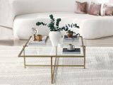 Tavolino da Salotto oro Cassetti Resistente All'appannamento 85x85x35h cm, Vani - Mascate