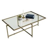 Tavolino da Salotto oro Cassetti Resistente All'appannamento 94x64x35h cm, Vani - Anna