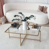 Tavolino da Salotto oro Cassetti Resistente All'appannamento 94x64x35h cm, Vani - Anna