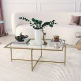 Tavolino da Salotto oro Cassetti Resistente All'appannamento 94x64x35h cm, Vani - Anna