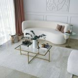 Tavolino da Salotto oro Cassetti Resistente All'appannamento 94x64x35h cm, Vani - Anna