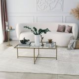 Tavolino da Salotto oro Cassetti Resistente All'appannamento 94x64x35h cm, Vani - Anna